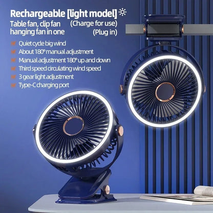 Xiaomi 8000mAh Camping Fan Rechargeable Desktop Portable Air Circulator Wireless Ceiling Electric Fan With LED Light Clipon Home