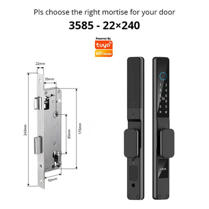 TUYA WIFI Waterproof Smart Door Lock Fingerprint APP Password RFID Card Keyless Digital Electronic Lock Aluminum/Glass Sliding