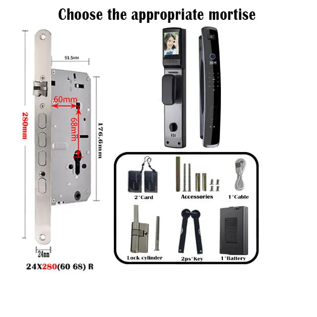 3D Face Recognition WIFI APP Smart door Lock Fingerprint Biometric Card Key Digital Lock Home intelligence Door Lock