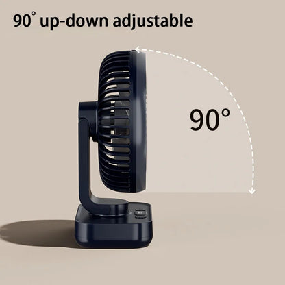 Portable Table Fan Type-c Rechargeable 4 Speeds Desk USB Cooling Fan Wireless Oscillating Wall Hanging Fan 90° Degrees Adjust