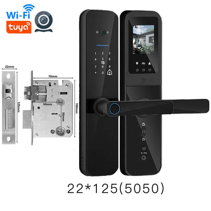 PHIPULO Tuya Wifi Digital Electronic Smart Door Lock With Biometric Camera Fingerprint Keyless Entry Hotel Apartment Locks