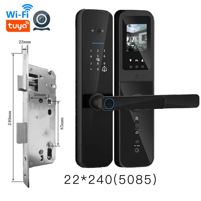 PHIPULO Tuya Wifi Digital Electronic Smart Door Lock With Biometric Camera Fingerprint Keyless Entry Hotel Apartment Locks
