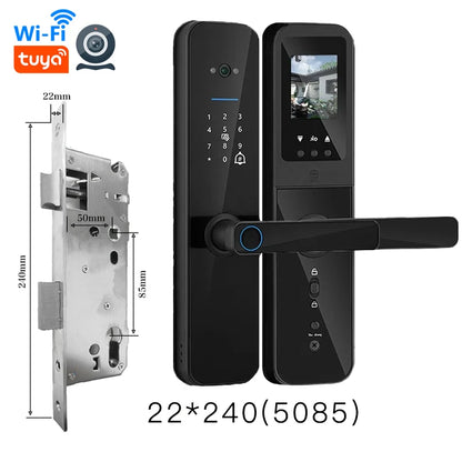 PHIPULO Tuya Wifi Digital Electronic Smart Door Lock With Biometric Camera Fingerprint Keyless Entry Hotel Apartment Locks