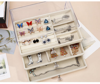 Three layer clear drawer earrings bracelet Jewelry storage box Earrings ring jewelry jewelry box