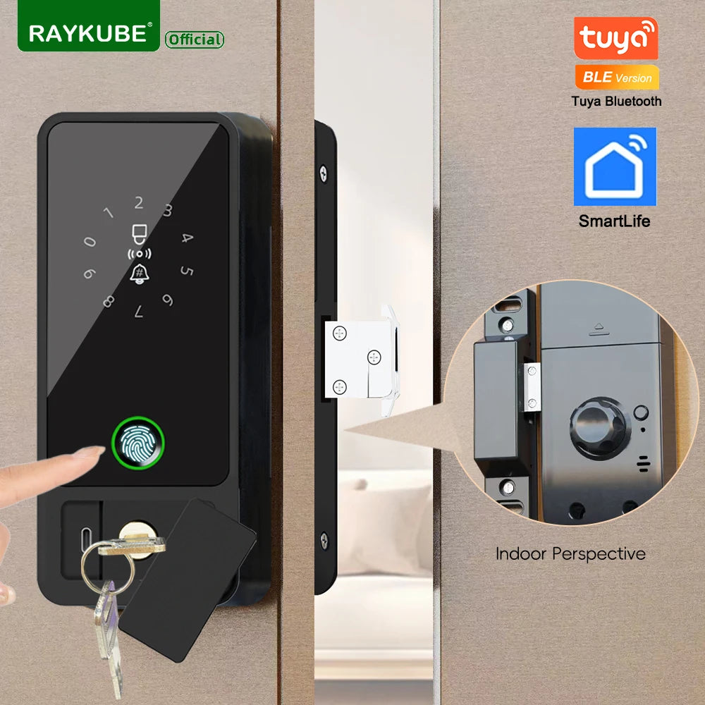 New RAYKUBE G18 Tuya Bluetooth Smart Glass Lock Fingerprint Electronic Digital Lock APP/IC Card/Password Unlock For Glass Door