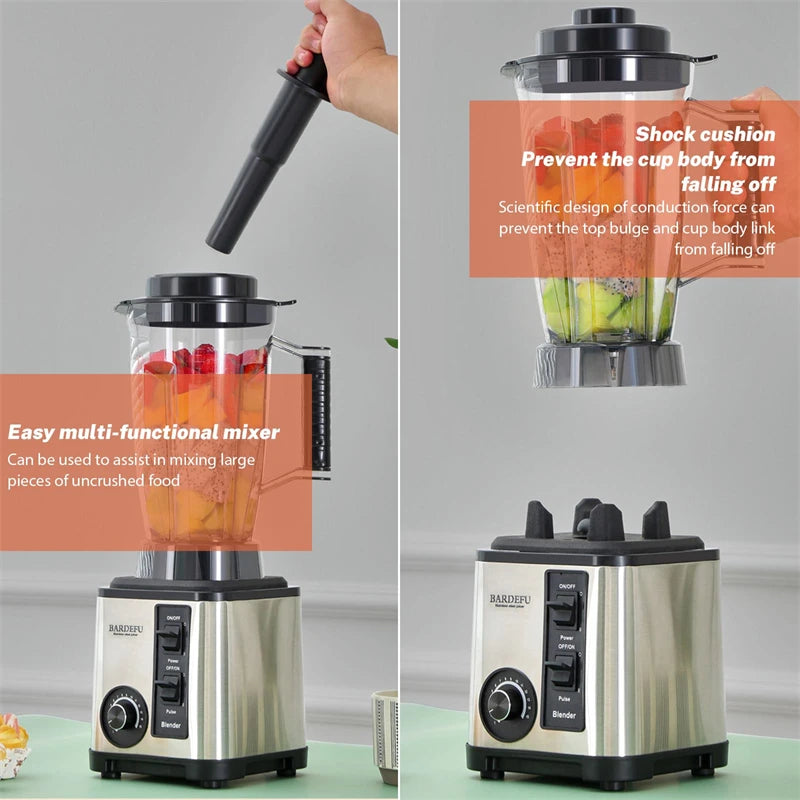 3 in 1 Electric Blender 2000W Powerful Mixer Juicer Smoothie Maker Multifunctional Food Processor 3L Container Table Blender