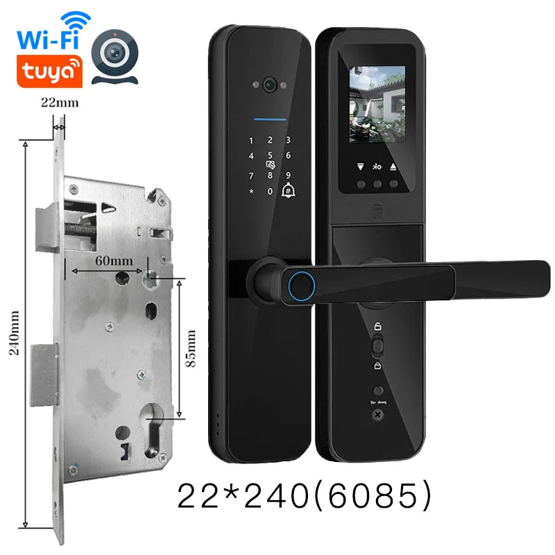 PHIPULO Tuya Wifi Digital Electronic Smart Door Lock With Biometric Camera Fingerprint Keyless Entry Hotel Apartment Locks