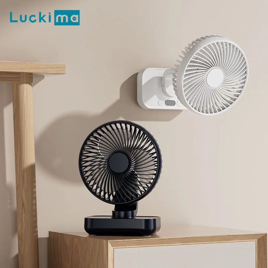 Portable Table Fan Type-c Rechargeable 4 Speeds Desk USB Cooling Fan Wireless Oscillating Wall Hanging Fan 90° Degrees Adjust