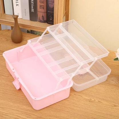 2/3 Layers Large Capacity Storage Box Foldable Multifunctional Plastic Portable Makeup Hairpin Organizer Nail Art Jewelry Box