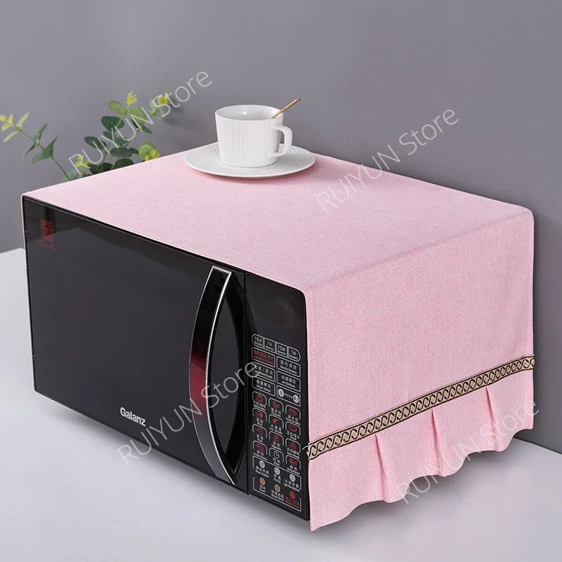 Solid Color Dustproof Microwave Oven Cloth Dust Covers with Storage Bag Microwave Oven Covers Kitchen Supplies