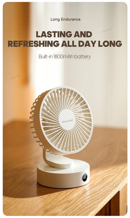 Portable Mini Desktop Fan Silent High Wind Power Cordless Rechargeable Fan 5 Speed Cooler Small Fan for Students Office Gifts