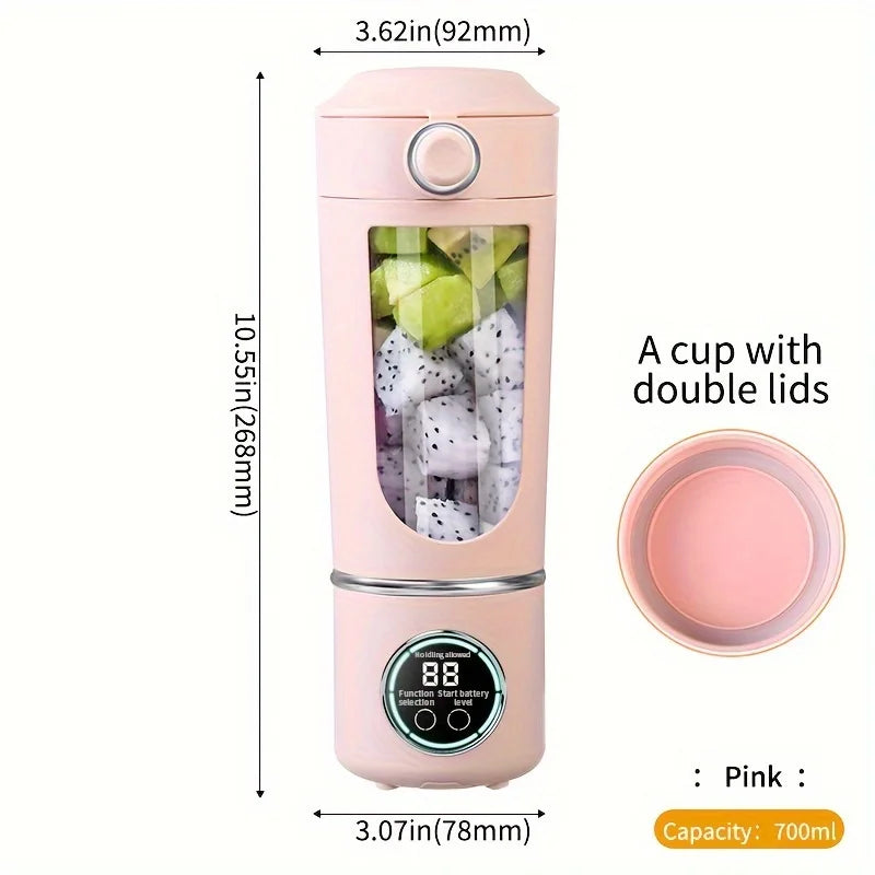 Portable Juicer Cup 700ML Large Capacity 12-Leaf Blade Powerful Motor Fast Stirring Blender Mixer Outdoor Mixing Cup