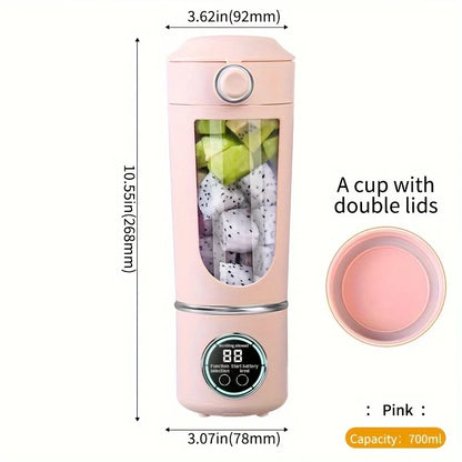 Portable Juicer Cup 700ML Large Capacity 12-Leaf Blade Powerful Motor Fast Stirring Blender Mixer Outdoor Mixing Cup