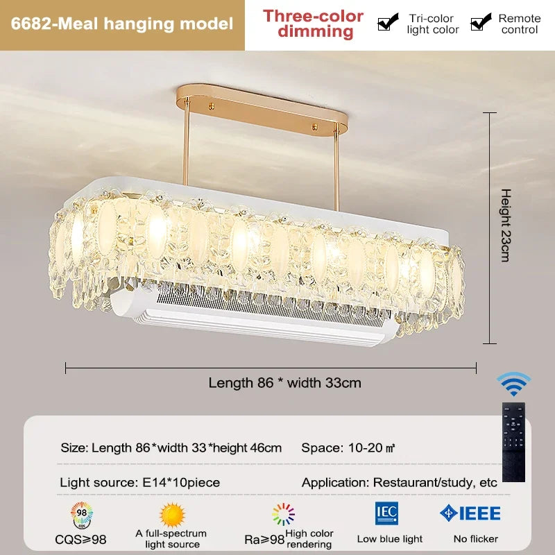 Nordic Crystal Ceiling Fan Light Led Electric Fan Pendant Lamp for Living Room Bedroom Intelligent Remote Control Fans Light