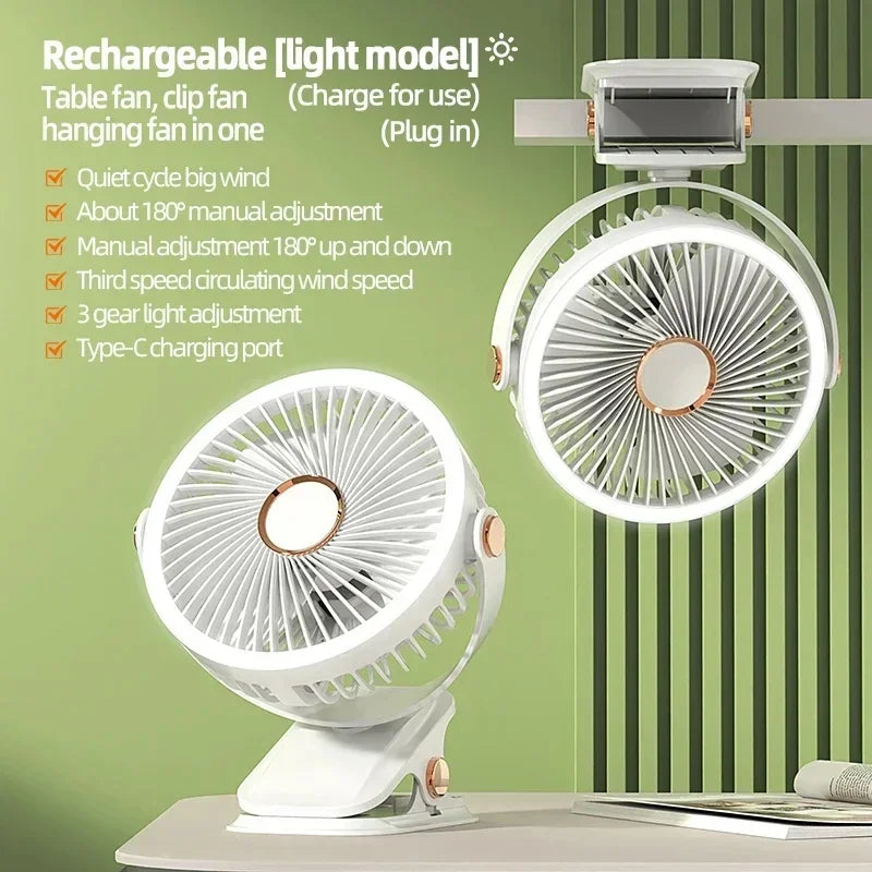 Xiaomi Youpin Camping Fan Rechargeable Desktop Portable Air Circulator Wireless Ceiling Electric Fan LED Light Clip-on Home Fan