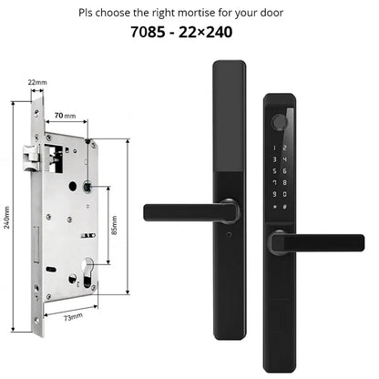 85 Lock Body WIFI Smart Lock For Aluminum Patio Glass Door Smart Life APP App Handle Fingerprint Electronic Digital Lock