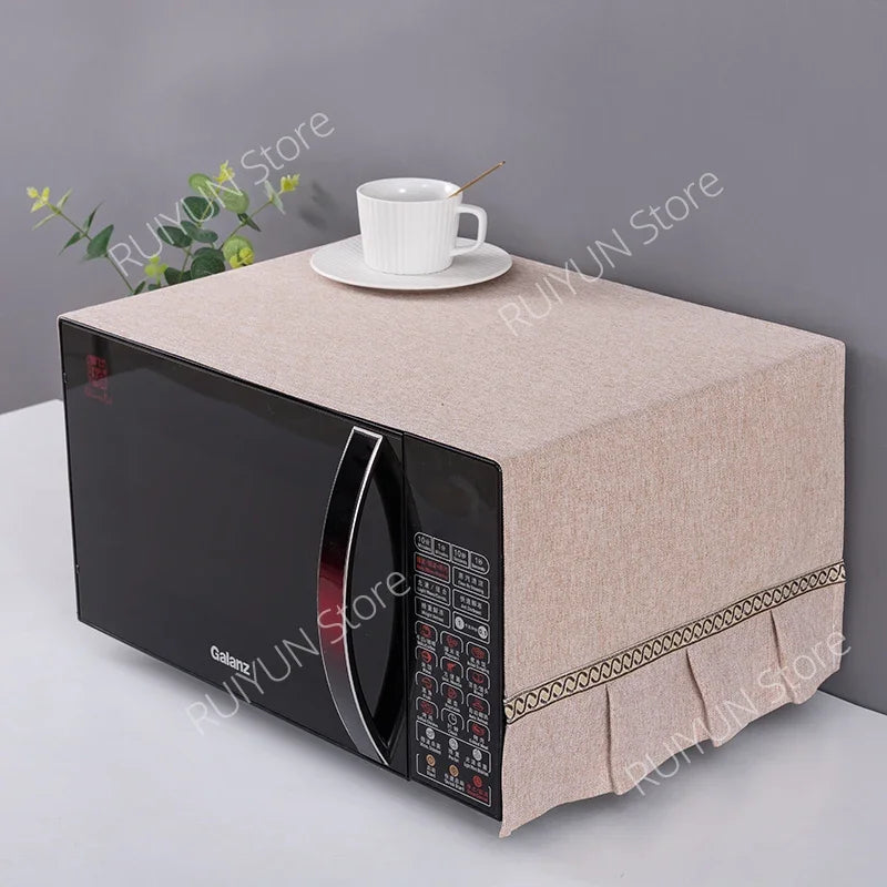 Solid Color Dustproof Microwave Oven Cloth Dust Covers with Storage Bag Microwave Oven Covers Kitchen Supplies