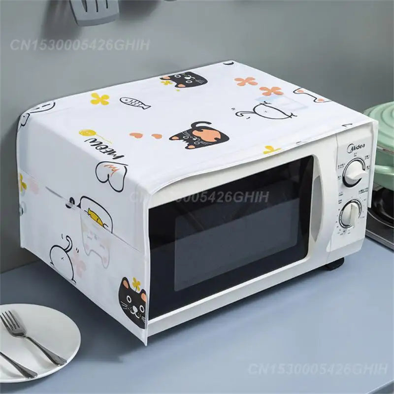 1~4PCS Microwave Oven Dust Cover Waterproof Slow Furniture Aging Nordic Wind Home Decoration Printing Microwave Oven Dust Covers