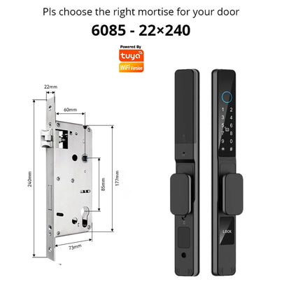 TUYA WIFI Waterproof Smart Door Lock Fingerprint APP Password RFID Card Keyless Digital Electronic Lock Aluminum/Glass Sliding