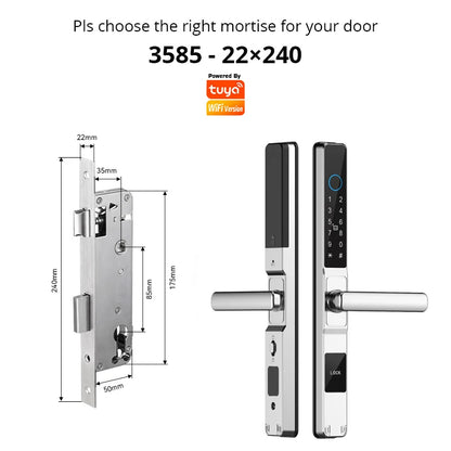TUYA WIFI Waterproof Smart Door Lock Fingerprint APP Password RFID Card Keyless Digital Electronic Lock Aluminum/Glass Sliding