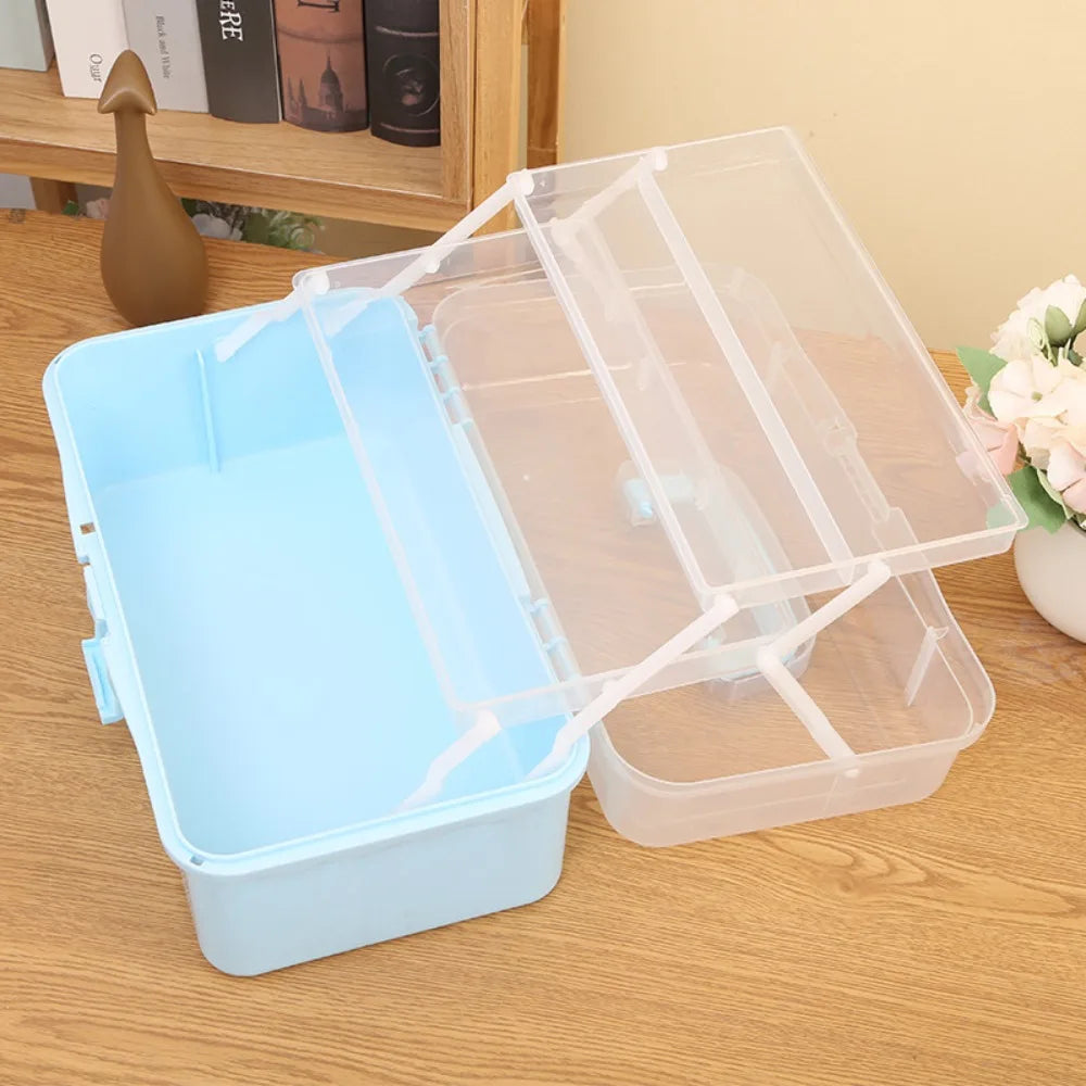 2/3 Layers Large Capacity Storage Box Foldable Multifunctional Plastic Portable Makeup Hairpin Organizer Nail Art Jewelry Box