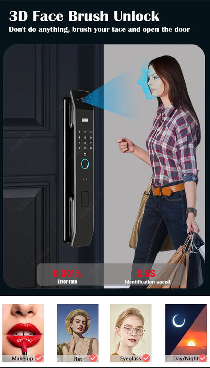 3D Face Recognition Door Lock Tuya App Can Video Intercom Unlock Digital Smart Lock Fingerprint Key Card Nfc Phone Unlock Lock