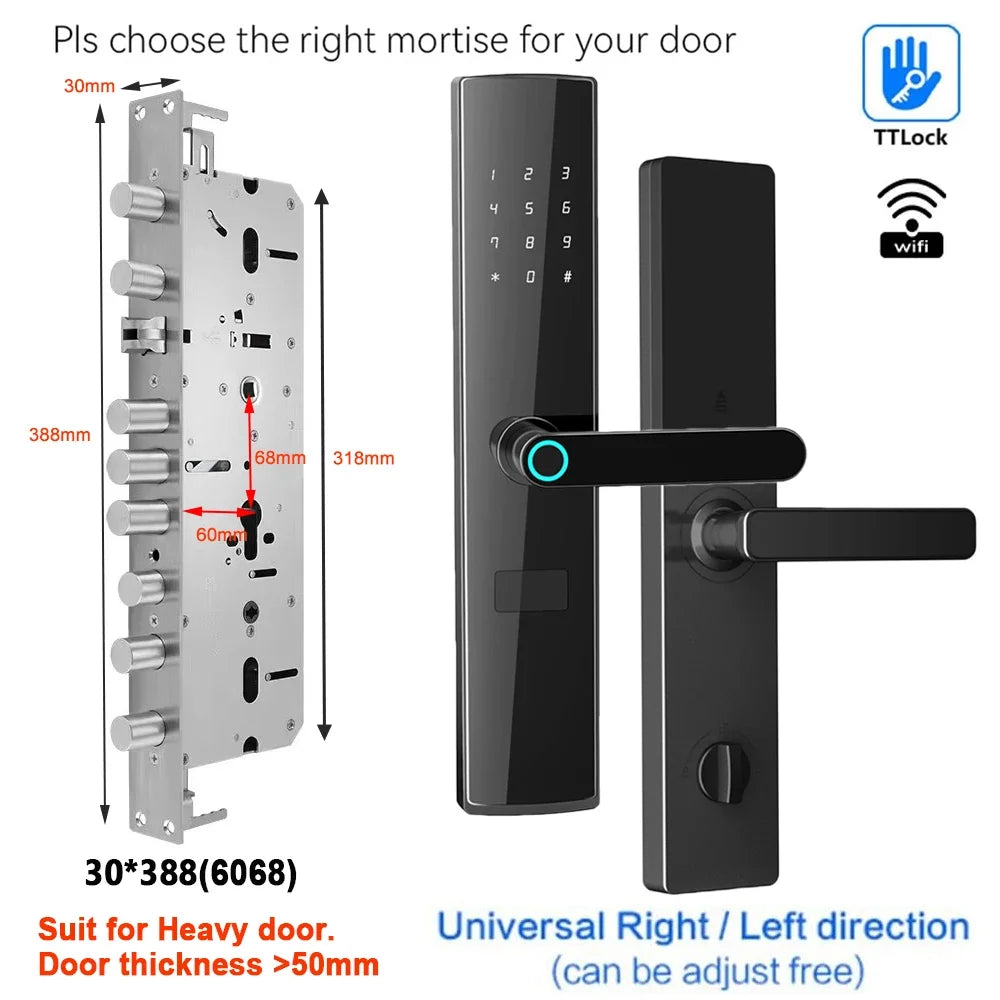 TTlock App Connect Without Gateway Smart Lock Wifi Remote Control Keyless Entry Digital  Fingerprint Door Lock with Keypad