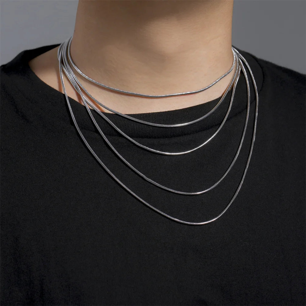 Snake Chain Necklace for Women Men Stainless Steel Link Chain 0.9mm 1.2mm 2mm Chain Choker Fashion Jewelry Gifts