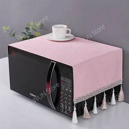 Solid Color Dustproof Microwave Oven Cloth Dust Covers with Storage Bag Microwave Oven Covers Kitchen Supplies