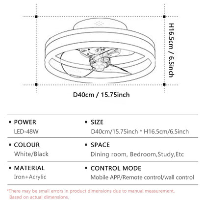 Modern LED Ceiling Fan Light Intelligent APP Remote Dimming 6-speed Fan Light Bedroom Living Room Dining Room Home Electric Fans
