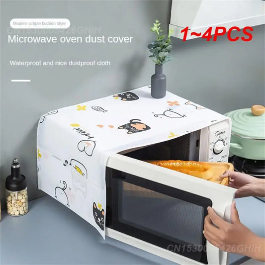 1~4PCS Microwave Oven Dust Cover Waterproof Slow Furniture Aging Nordic Wind Home Decoration Printing Microwave Oven Dust Covers