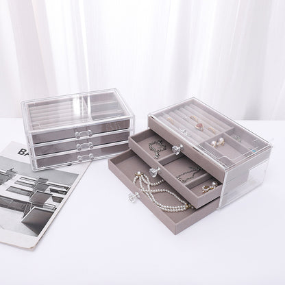 Three layer clear drawer earrings bracelet Jewelry storage box Earrings ring jewelry jewelry box