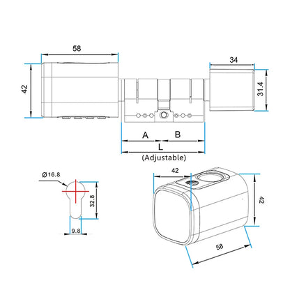 V1 Pro+ Version Adjustable TUYA APP Smart Life Fingerprint Password Digital RFID Card Cylinder Smart Door Lock for Home