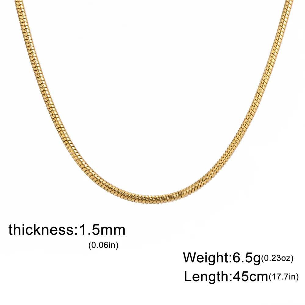 Snake Chain Necklace for Women Men Stainless Steel Link Chain 0.9mm 1.2mm 2mm Chain Choker Fashion Jewelry Gifts