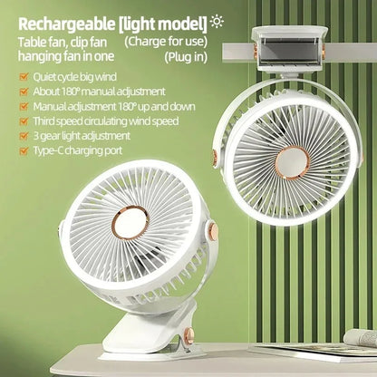 Xiaomi 8000mAh Camping Fan Rechargeable Desktop Portable Air Circulator Wireless Ceiling Electric Fan With LED Light Clipon Home