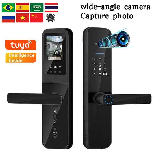 PHIPULO Tuya Wifi Digital Electronic Smart Door Lock With Biometric Camera Fingerprint Keyless Entry Hotel Apartment Locks