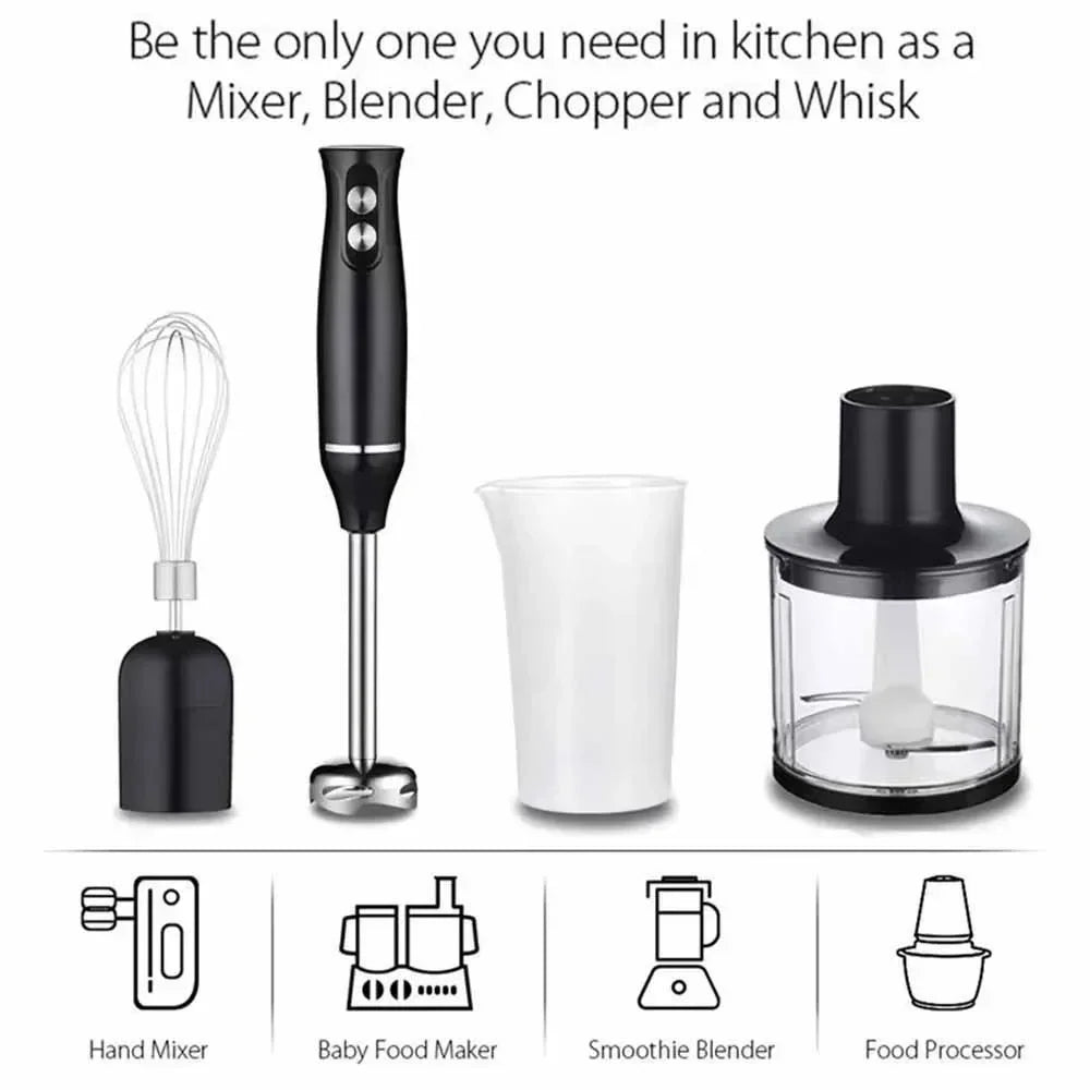 500W Electric Stick Hand Blender 4 in 1 Handheld Mixer 700ml Stainless Steel Blade Vegetable Meat Immersion Egg Whisk Juicer Set