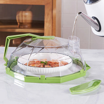 Clear Microwave Cover for Food, Microwave Splatter Cover with Water Steamer and Handle, Plate Covers, Kitchen Gadgets