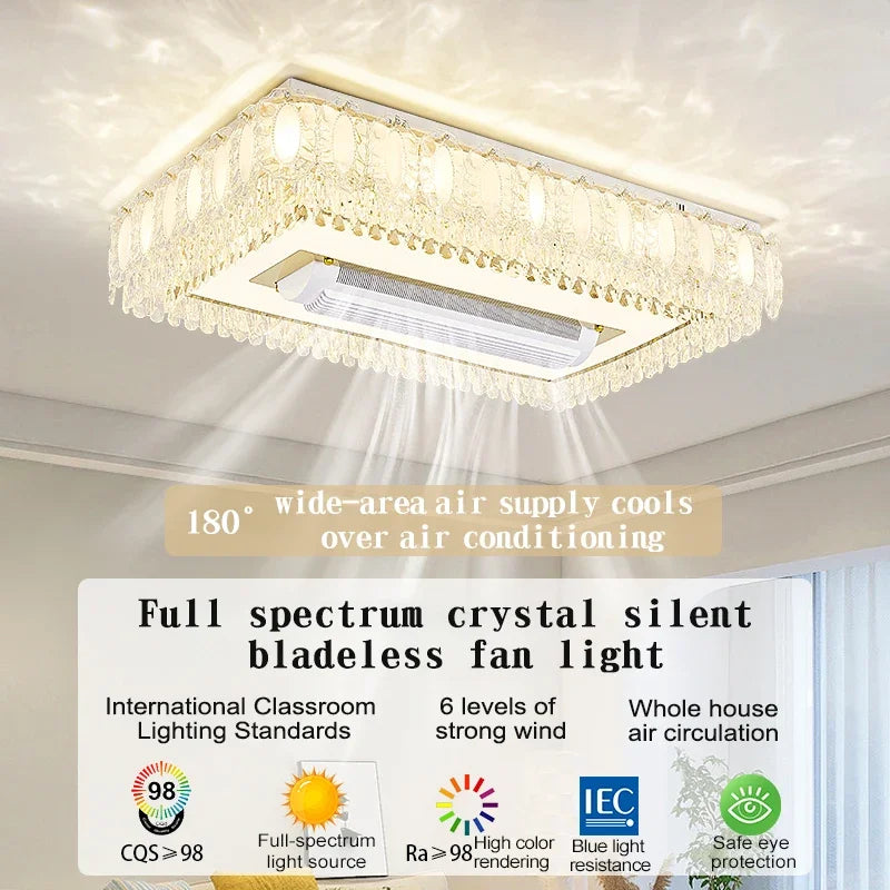 Nordic Crystal Ceiling Fan Light Led Electric Fan Pendant Lamp for Living Room Bedroom Intelligent Remote Control Fans Light
