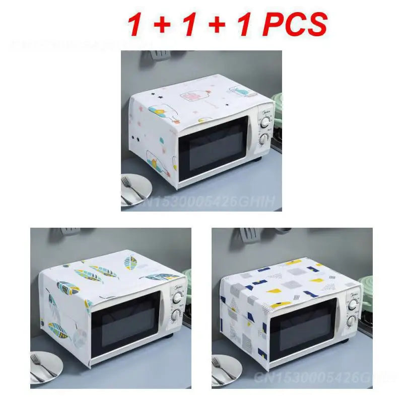 1~4PCS Microwave Oven Dust Cover Waterproof Slow Furniture Aging Nordic Wind Home Decoration Printing Microwave Oven Dust Covers