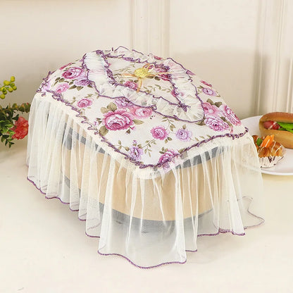 Air Fryer Dust Cover Lace Emroidery Yarn Edge Microwave Dust Cover Home Kitchen Appliances Microwave Oven Dust Cover