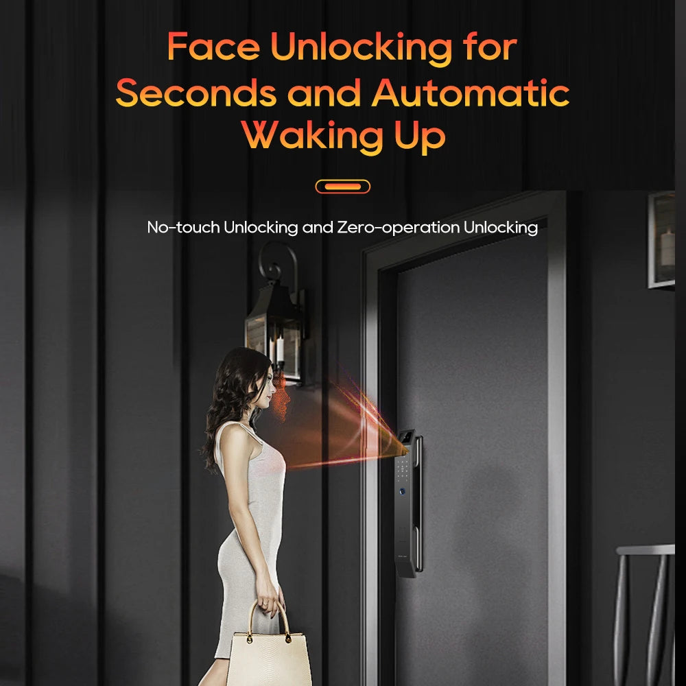 Tuya 3D Face Camera Recognition Digital Smart Door Lock With Camera FIngerprint Password Unlock Keyless For Video Surveillance