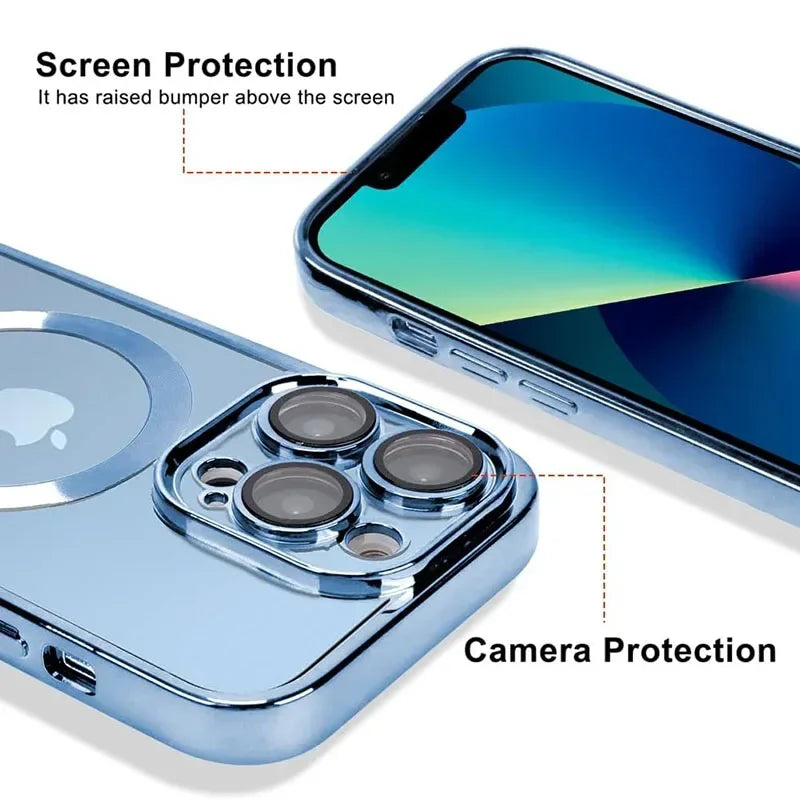 Magnetic Case For iphone 16 15 14 13 12 11 Pro Max Plus Lens Protection For Magsafe Wireless Charging Cases Cover