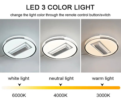 Luxury Crystal Square Round Bladeless Ceiling Fan With Light Ceiling Lamp Chandelier LED 3 Color Silent Electric Fan Ventilator