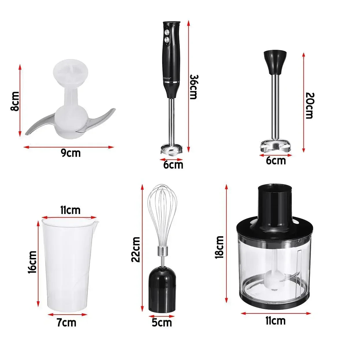 500W Electric Stick Hand Blender 4 in 1 Handheld Mixer 700ml Stainless Steel Blade Vegetable Meat Immersion Egg Whisk Juicer Set