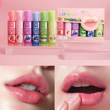 Fruit Flavors Moisturizing Hydrating Base Lip Balm 6Pcs Set