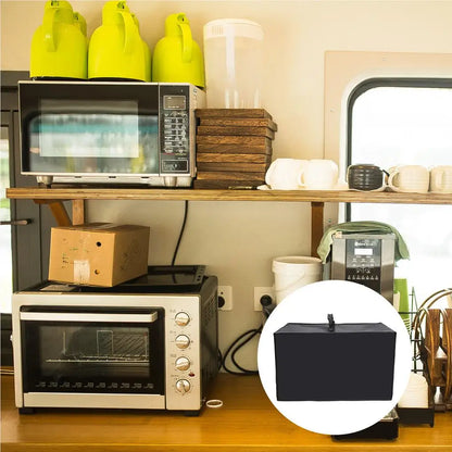 Portable Microwave Cover Cloth Black Polyester Oven Waterproof Dust Cover with Handle Grease Proofing Kitchen Gadgets Protector
