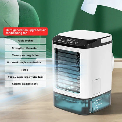 Xiaomi Mijia Portable Air Conditioner Fan Dual Spray Ultrasonic Atomization 3Speed Mute Air Cooler Night Light Electric Fan Home