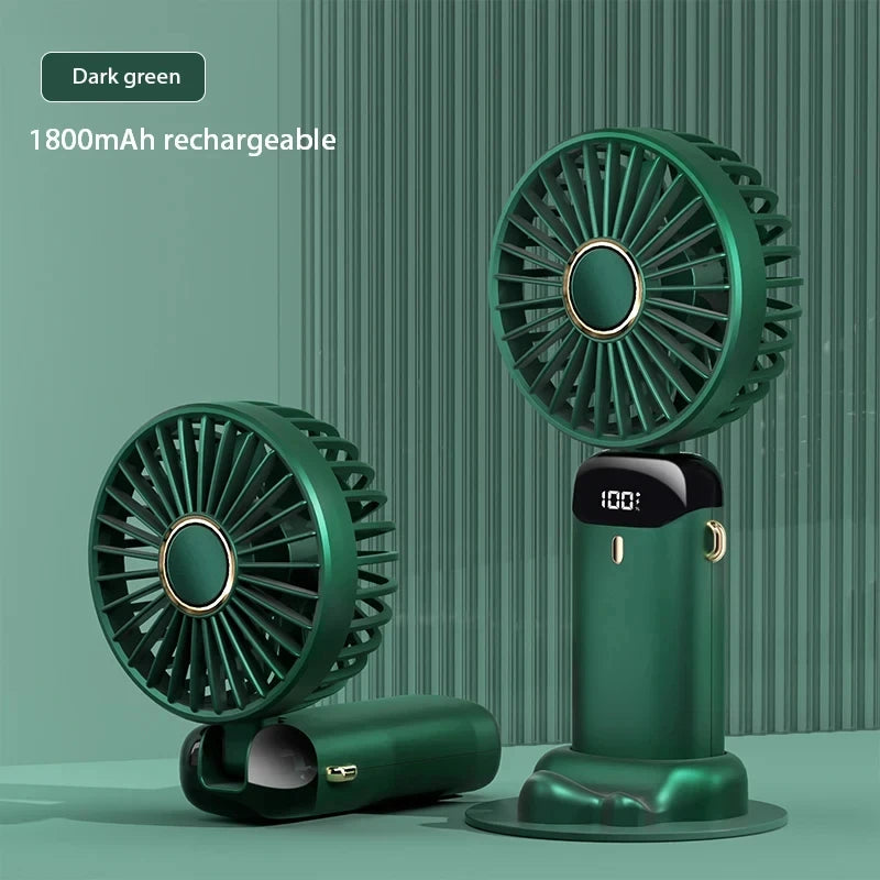 Xiaomi 1800mAh Handheld Mini Fan Foldable Portable Neck Hanging Fans 5 Speed USB Rechargeable Fan Phone Stand Display Screen New