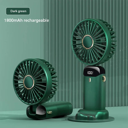 Xiaomi 1800mAh Handheld Mini Fan Foldable Portable Neck Hanging Fans 5 Speed USB Rechargeable Fan Phone Stand Display Screen New